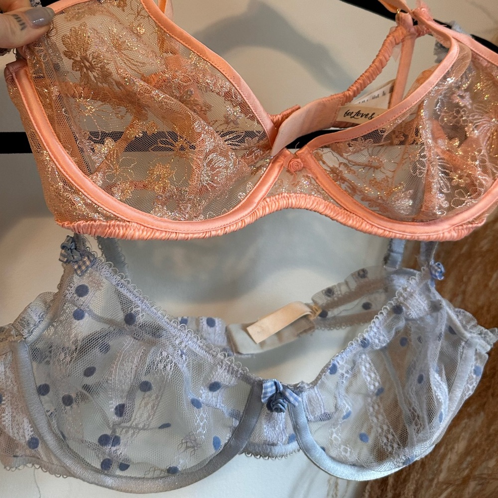 2 For love and lemons  Peach and Blue bras size large